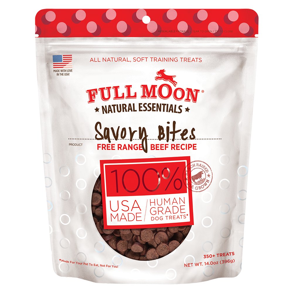 Full Moon Essential Beef Savory Bites dog treats bag