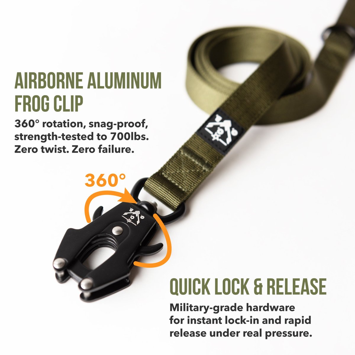 OGB frog-clip leash in green