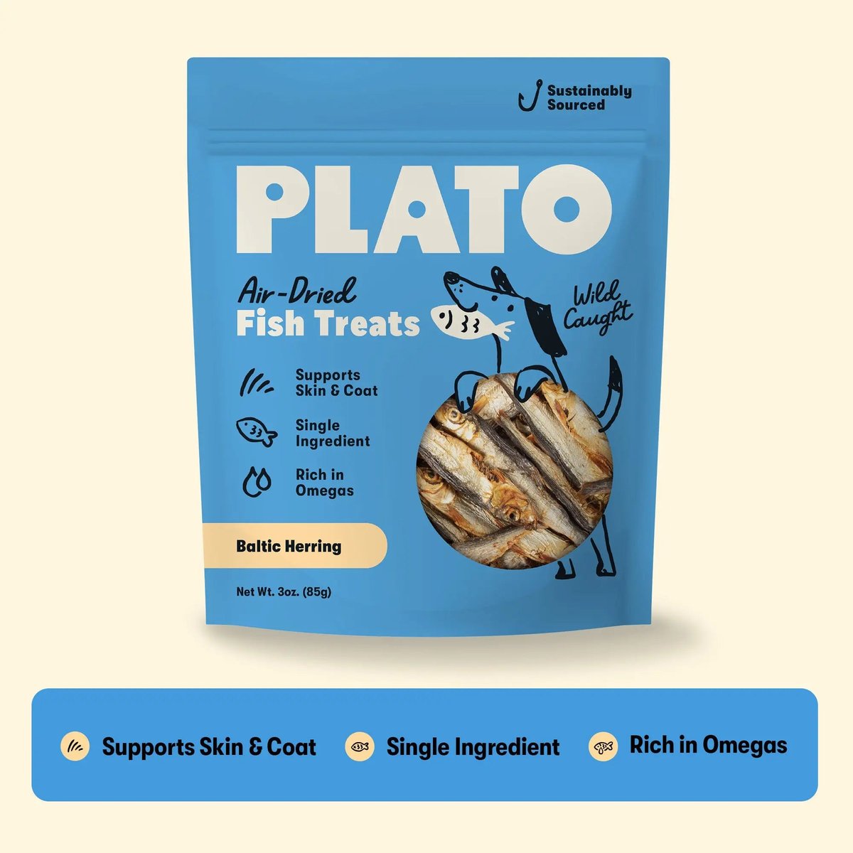 PLATO air-dried Baltic herring fish treats bag
