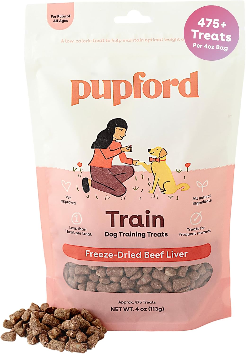 Pupford freeze-dried beef liver bag — product still, not Kai