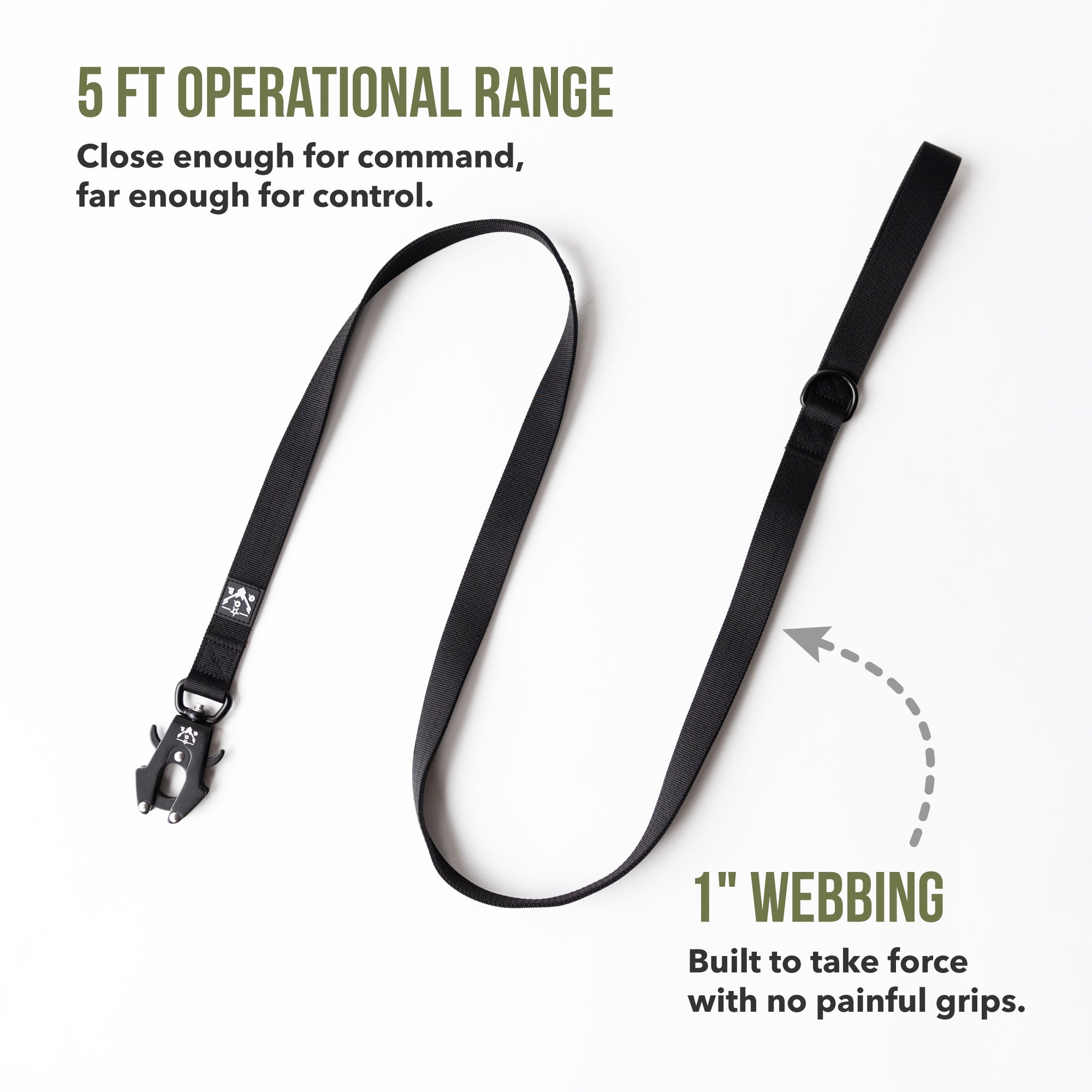 OGB 5 ft frog-clip sidewalk leash — product still, not Kai