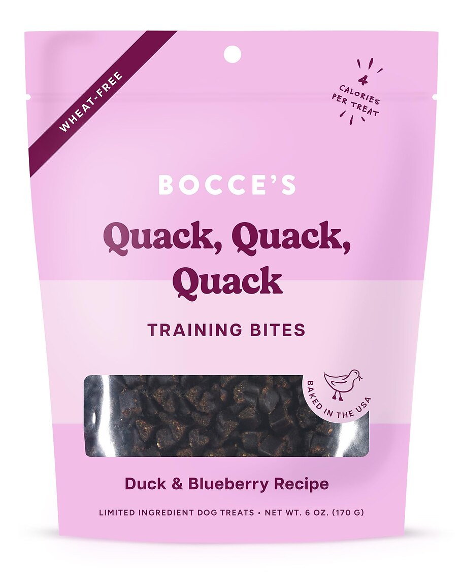 Bocce’s Bakery Quack, Quack, Quack duck and blueberry training bites bag