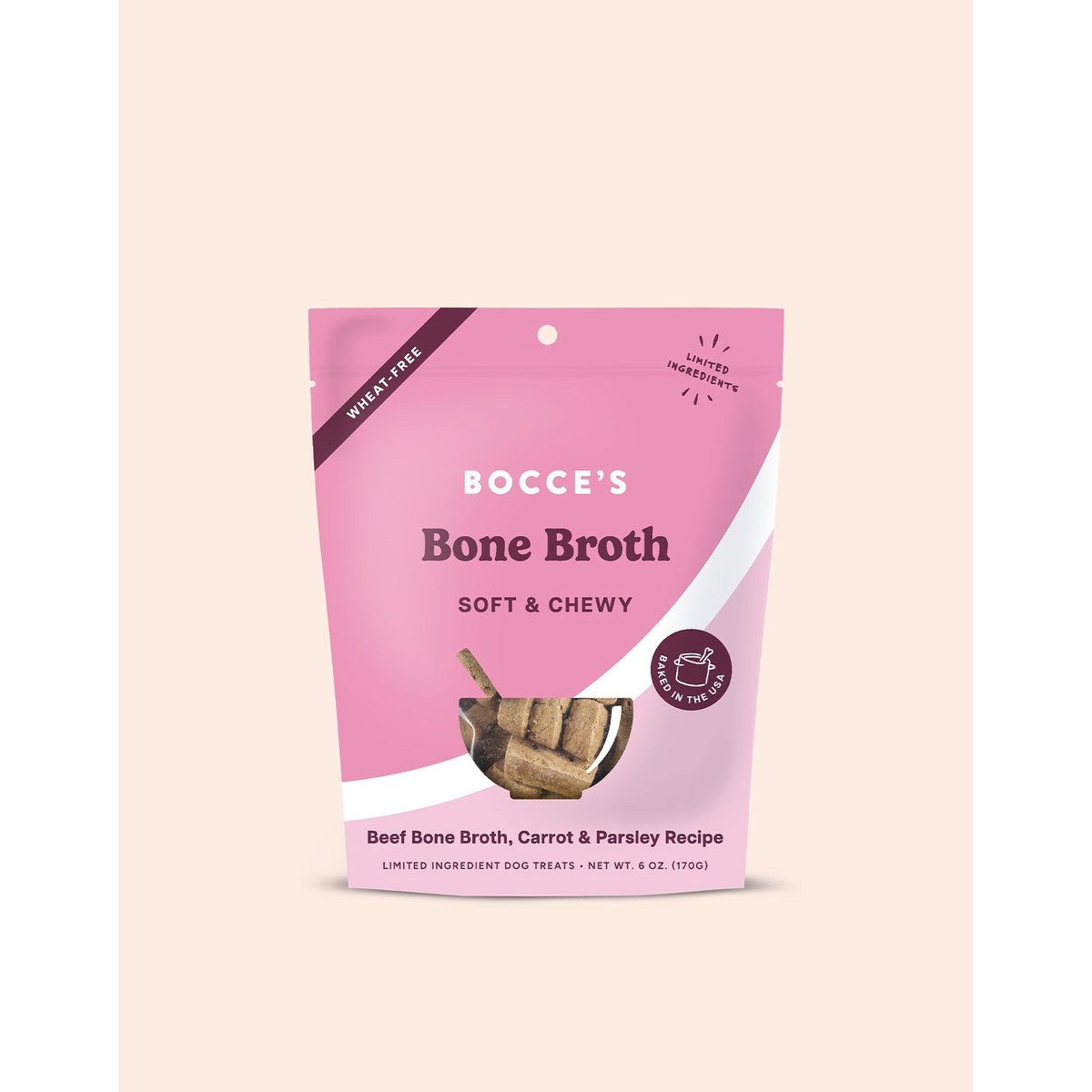 Bocce’s Bakery Bone Broth Soft and Chewy dog treats 6 oz bag